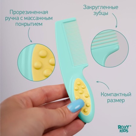 Children's brush with a comb, mint color-3