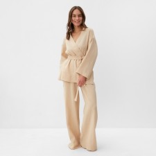 Комплект женский (рубашка на запах, брюки) KAFTAN Basic размер 44-46, бежевый