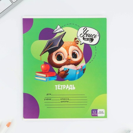 Notebook 12 sheets in the roeer “September 1: Learn at 5+”, cover coated cardboard, block No. 1, 5 types of mix-6