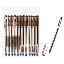 A set of ballpoint pens 12 pieces, 0.7 mm, a transparent needle, writing node, blue ink.