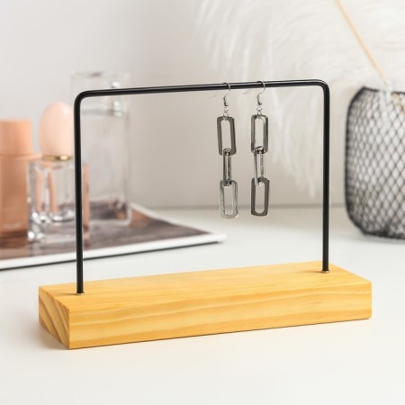 Earrings stand, 1 tier, without separation, wide, 20 × 7 × 15, black color-2
