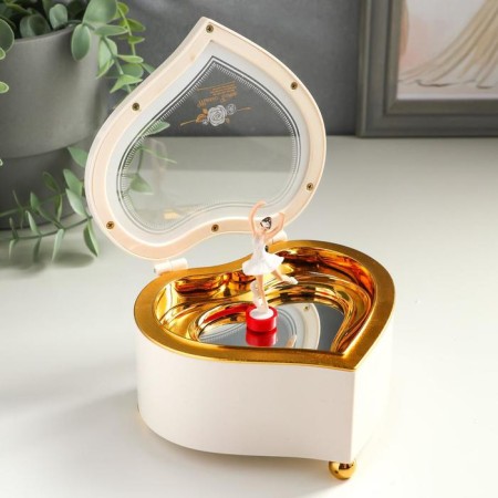 Musical musical box "White heart with ballerina" 7x13x11.5 cm-1