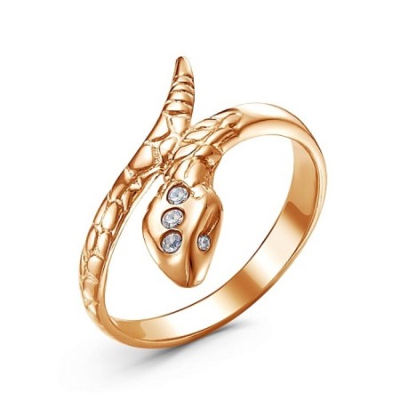 Ring "Snake", pink gilding, white color, 17.5 size