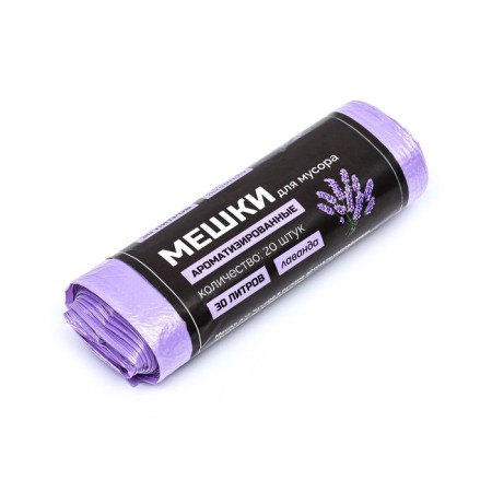 Garbage bags in the roll flavored "Upakland" 30 l, lavender PND, thickness 7 μm, 20pcs