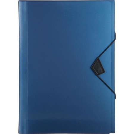 Folder-carte, A4, 6 departments, 800 μm, calligrata top "Mistral", elastic band, embossing, blue metallic-1