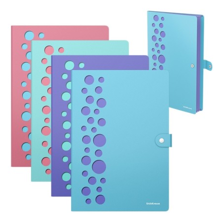 The Carthetele folder on the A4 button, Erichkrause "Diagonal Pastel", with 4 departments, plastic, mix