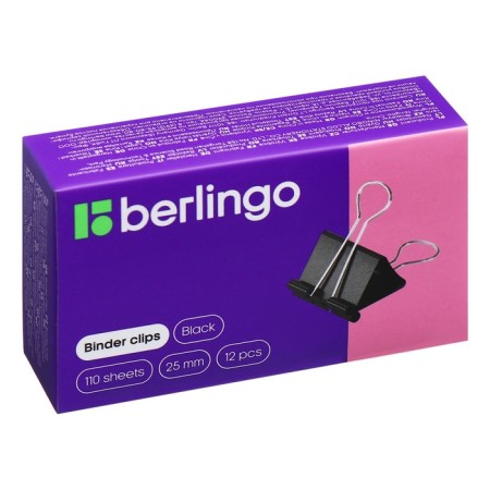 Paper clamps 25 mm, 12 pieces, black