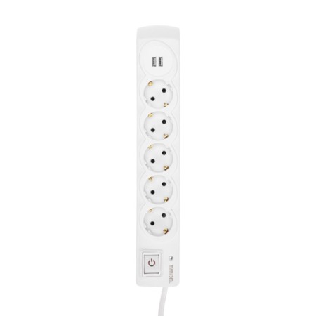 Network filter 5 nests, 3m, 3x1.5mm², with auto -wiring, 2 USB, white Kranz-1