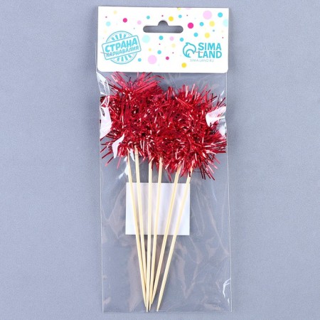 Skewer for Canapes "Fluff", in a set 6 pieces, red color-3