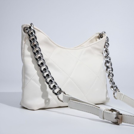 Baget bag with zipper, white color-3