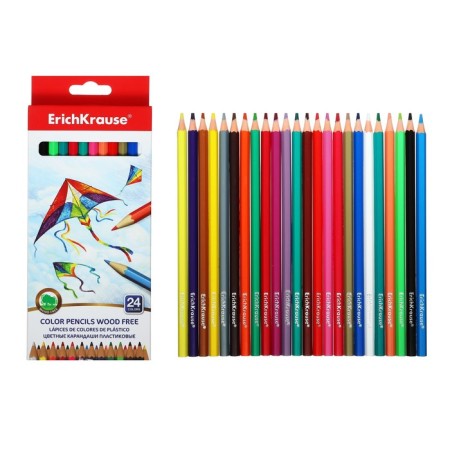 Pencils 24 colors, erichkrause, plastic, hexagonal, 3.0 mm barrels, cardboard packaging, euro suspension-8
