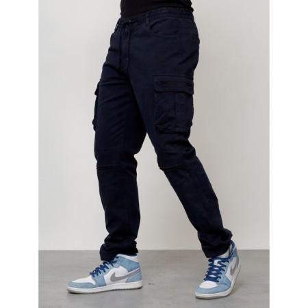 Cargo jeans men, size 44-46, dark blue color-5