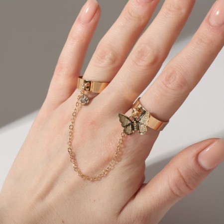 Set of rings 2 pieces "trend" is light, color of gold, dimensionless-4