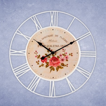 Wall clock, series: interior, "roses", smooth move, d-45 cm