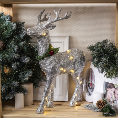 LED figure "silver deer" 30 × 46 × 15 cm, acrylic, batteries CR2032x2 (not in the kit), glow warm white