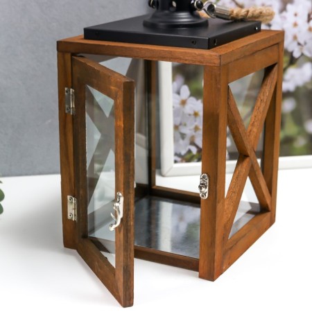 Climber Wood, Glass "Chalet" set 2 pcs 21x21x38, 16x16x26 cm-5