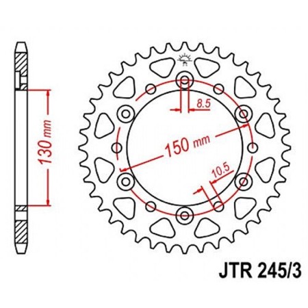 General star JT SPROCKETS JTR245/3-43, chain 520, 43 teeth