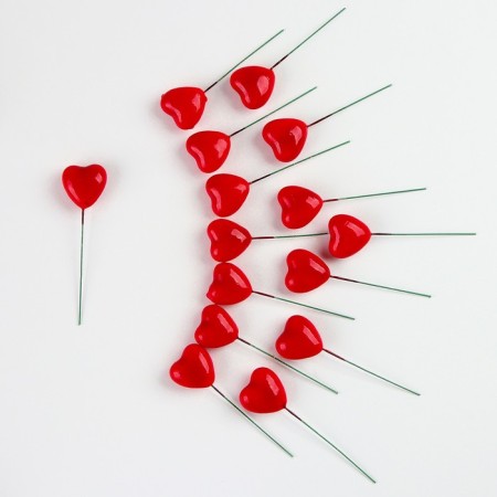 Figure for crafts and decor on the wire "Heart", set of 15 pcs., Size 1 pc. - 3 × 2 × 8.5 cm