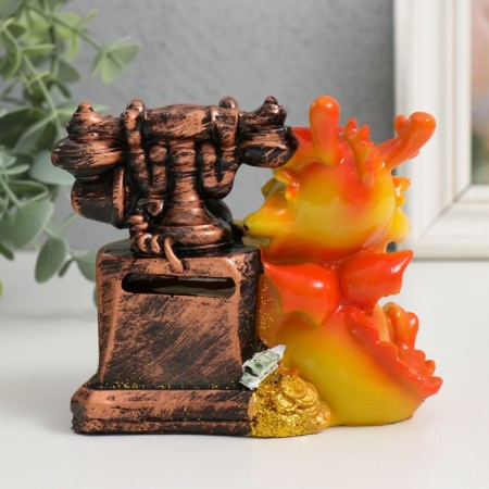 Piggy bank Polystone "Fiery Dragon with Retrotelephone" MIX 11x7x10.5 cm-3