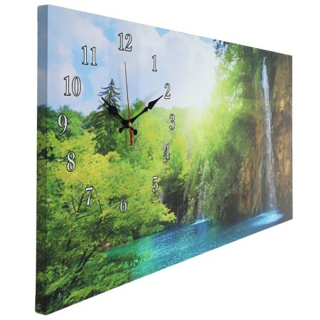 Carty clock is wall-mounted, on canvas, interior, silent "forest waterfall", 40 x 76 cm-1