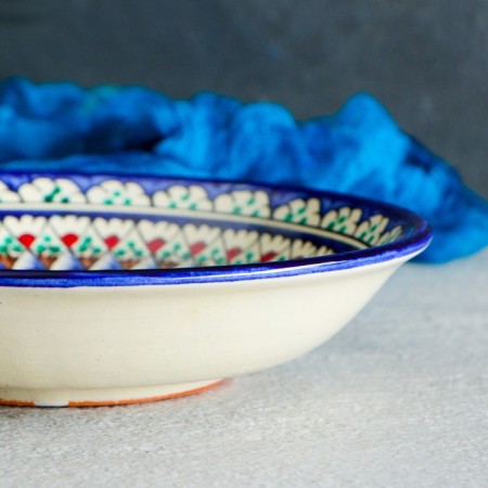 The plate of the Rishtan ceramics "Patterns", blue, deep, 20 cm-2