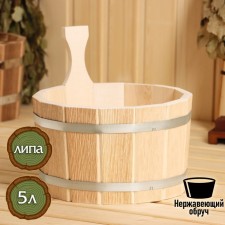 Gang of linden, 5 l, one -handed, stainless hoop, old Rus 