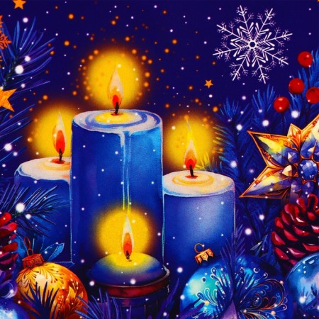 Package Gift New Year Laminated "candles", 23 x 17.8 x 9.8 cm.-1