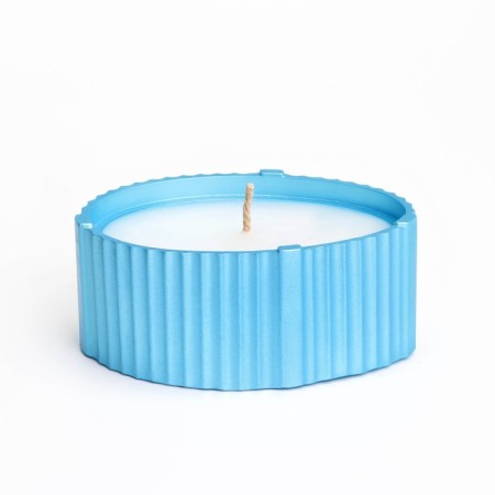 Candle "Oval" in a candlestick with narrow faces, 9x6.5x4cm, blue-2