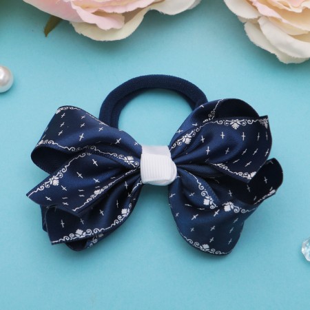 Hair elastic band "Schoolgirl" Bant Pattering Contour, 7 cm, blue