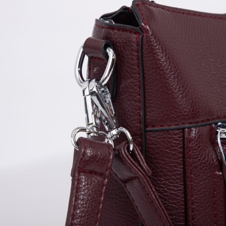 Cross-Bodi bag with zipper, burgundy color-5