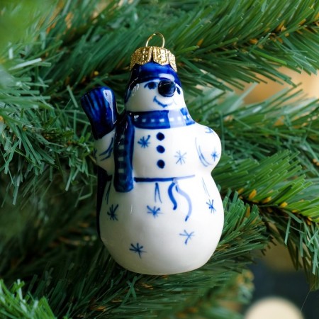 Souvenir on the Christmas tree "Snowman", 8 cm, Gzhel