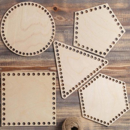 A set of blanks for knitting "Simple geometry" (5 in 1), bottom plywood 3 mm, 20 cm