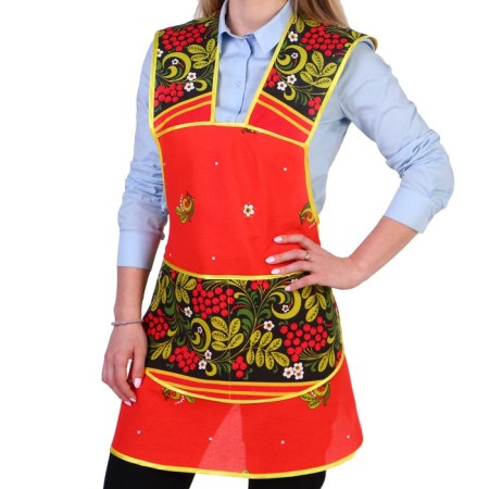 Khokhloma apron, souvenir, district, with a pocket