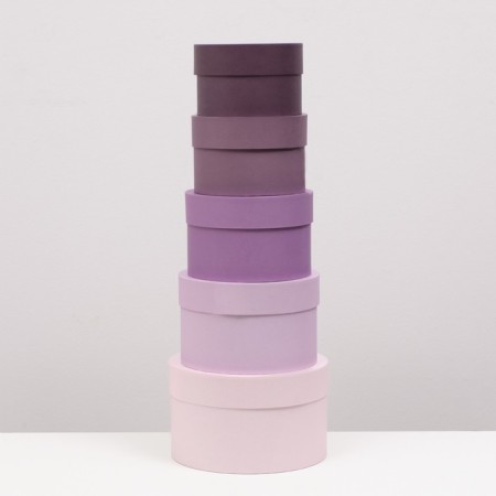 Set of round boxes 5 in 1 "lavender", 20 x 19 x 14 - 15 x 15 x 10 cm-2