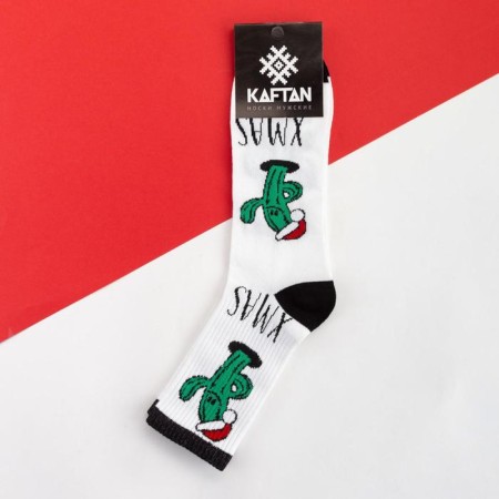 New Year's socks KAFTAN "Cacti" size 41-44 (27-29 cm), white color-2