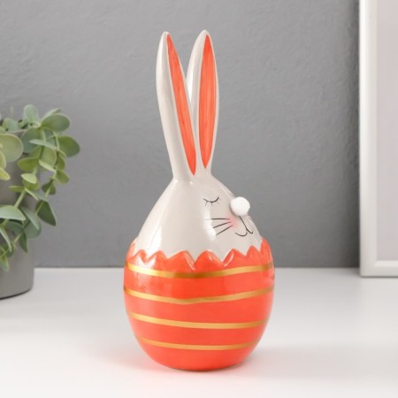 Souvenir Ceramics "Rabbit in an egg with stripes" gray-orange 9.2x9x20.5 cm-3