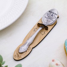 A teaspoon spoon with an engraving “best dad in the world”, h = 14cm.
