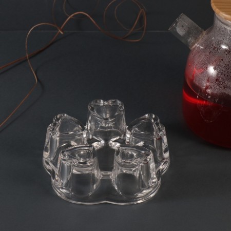 Glass Glass for 1 candle "Five hearts" Transparent 5x14x14 cm-6