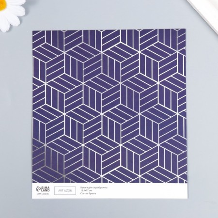 Scrapbooking paper bilateral "Mehendi and geometry silver" Density 180g 15.5x17cm-4