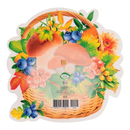 Decoration on the adhesive tape "Basket with mushrooms" 26x26 cm-1