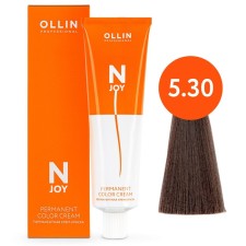 Cream-color hair Permanent Ollin Professional N-Joy, tone 5/30, light brown-haired, 100 ml