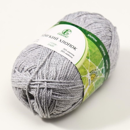 Yarn "soft cotton" 70% cotton, 30% nylon 220m/100g (008 silver)-6