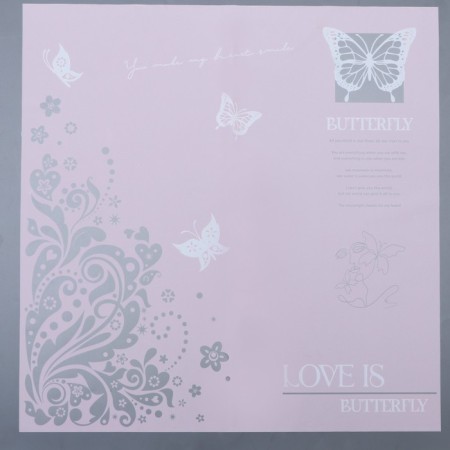 Floristic film, "butterflies of love", pink 58x58cm-2