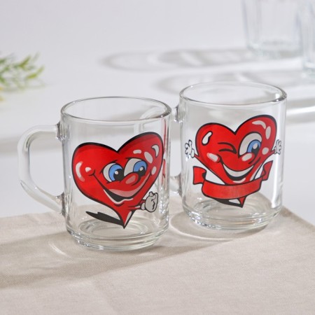 Glass mug "Love at first sight", 200 ml, mix-3
