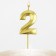 Candle figure for the cake "2", gold, 2.5 x 8 cm.