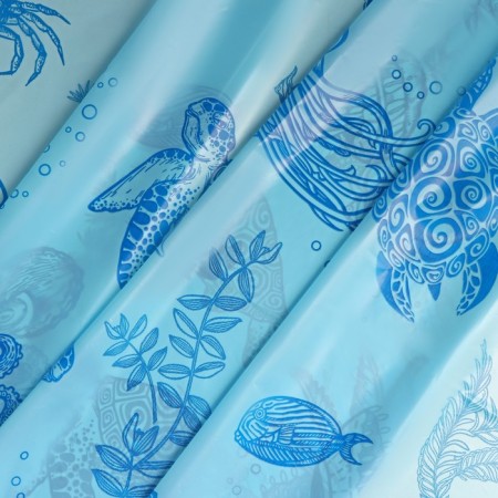 The bathroom curtain "Underwater World", 180 × 180 cm, blue color-3
