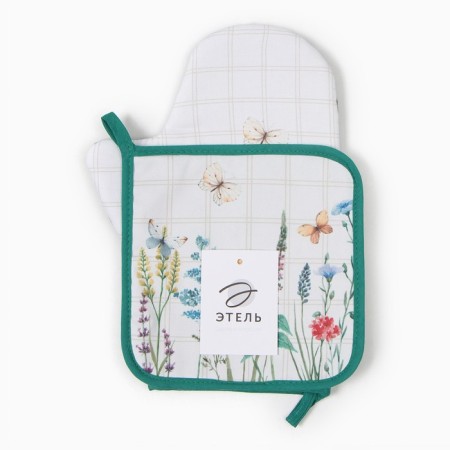 Set of kitchen. Ethel "Field Flowers" mittens-seizure 20x28cm, severity 19x19cm, 100% HL-3