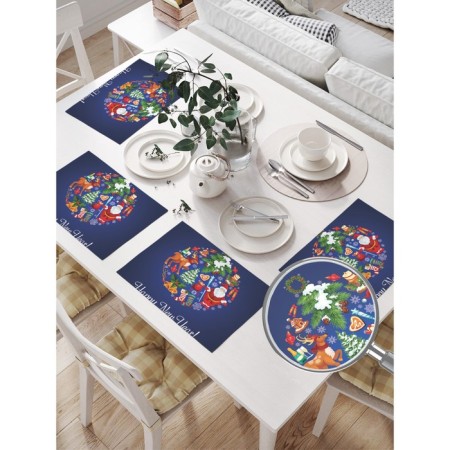 Set of napkins for setting the table "New Year's ball", rectangular, size 32x46 cm, 4 pcs-1