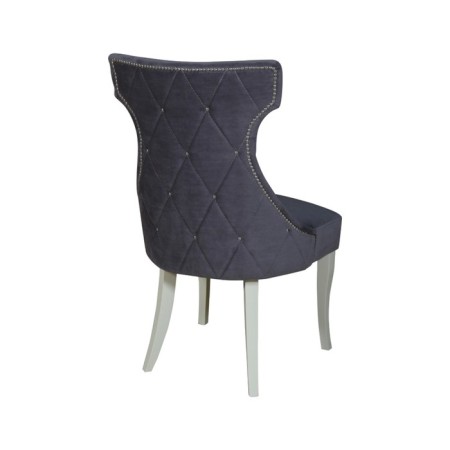 Turin chair, white massif, velor fabric, Gray color-1