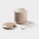 A set of ceramic cans with spoons on the stand "Pastel", 3 items: 250 ml, beige color